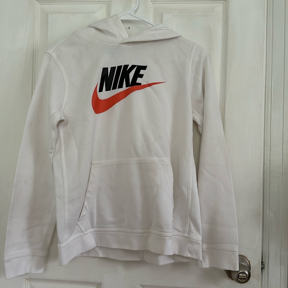Boys white Nike hoodie sweatshirt